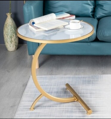 Nordic curved leg luxury table H60cmxD55cm white