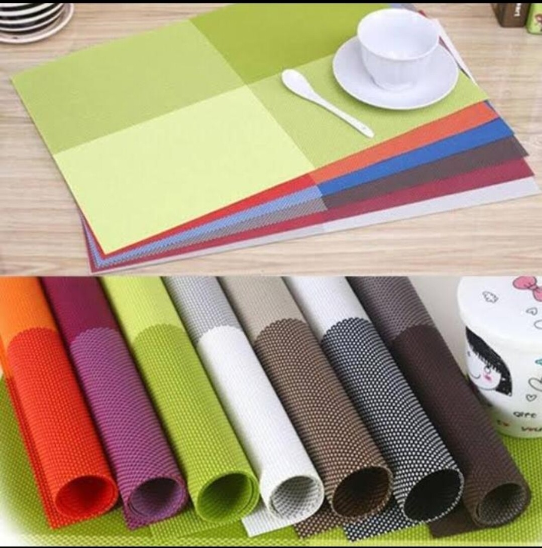 Set of 6 PVC Table Mats - Bright Colors, Dining Table Protection