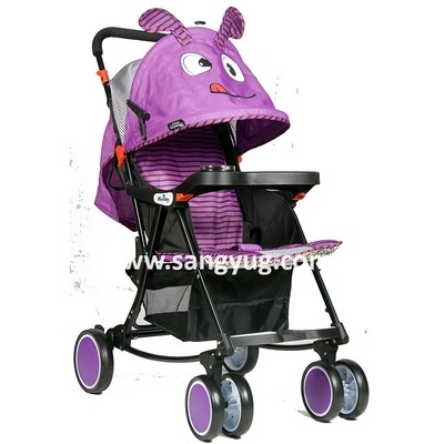 Baby pram with cartoon cover & luggage basket  & pocket. Foldable aluminum GREEN, BLUE, PINK, PURPLE  #H329