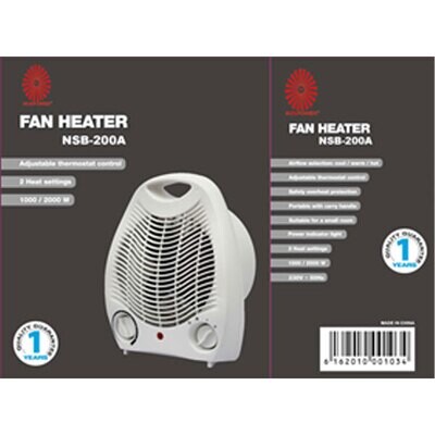 Sunpower Room Heater Fan Type With Carry Handle 2000Watts 22X13.5X26.5Mm Mistral #Nsb-200A