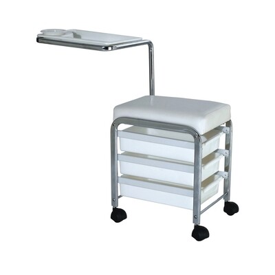 Nail treatment stool with wheels & 2 drawers, 2 DRAWER  #WB-3362A