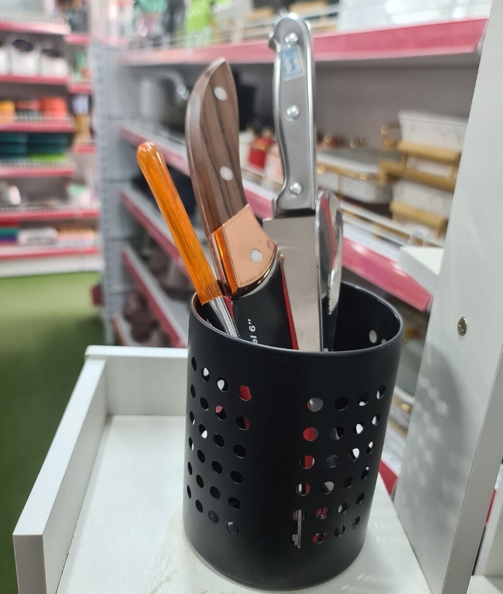 Black cutlery holder round 11.5cmxH13cm