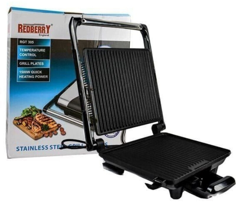 Redberry Electric Stainless Grill Toaster &amp; Press Sandwich Maker 1500W (RGT305)