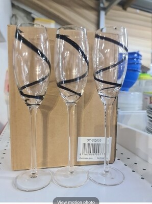 Striped Champagne Flute Glasses | Set of 3