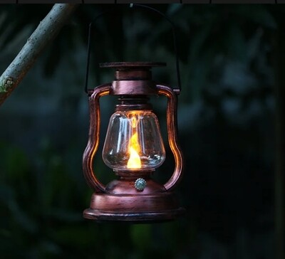 Vintage electric LED lantern Decorative Indoor and Outdoor Lamp. Waterproof Dia10.7cmxH17cm ROSE GOLD