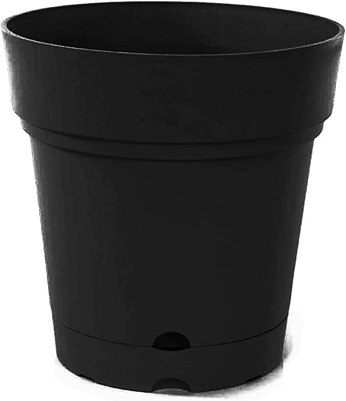 Mintra Home Garden Pot Colorful, Planter, Flower Pot  22cm Round with water reserve BLACK