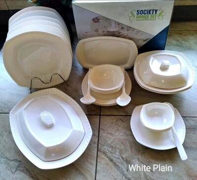 Society white plain square melamine dinner set 40pcs