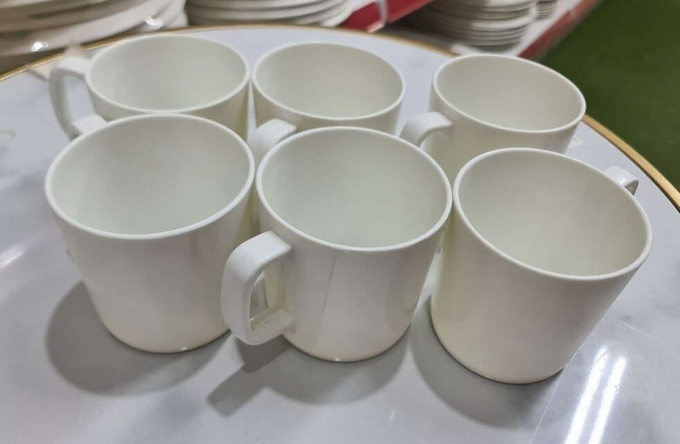 Melamine white tea mugs 6 pcs set (Mug C0-02)