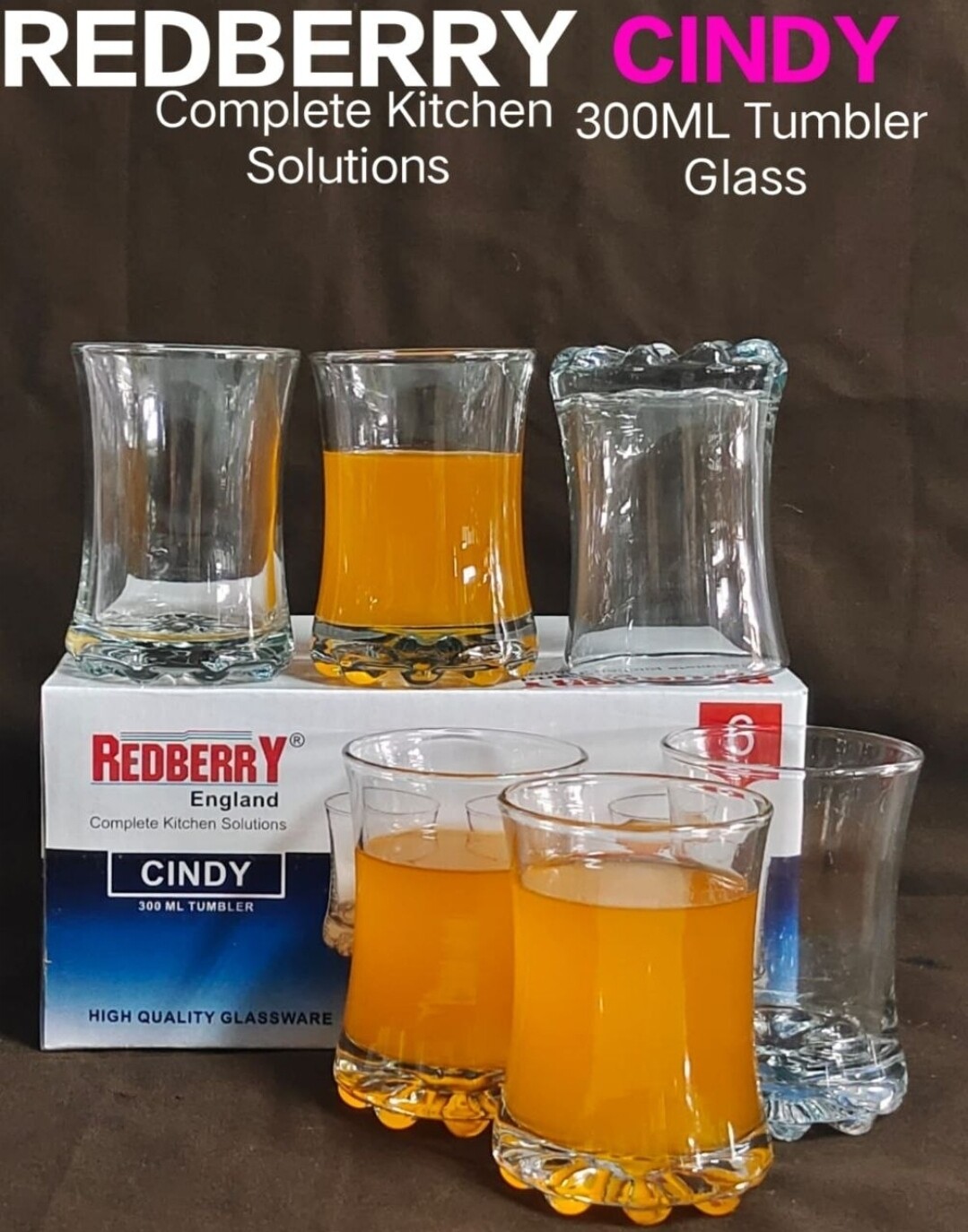Redberry Cindy Glass 6pcs Set 300ml Anko Retail 2590