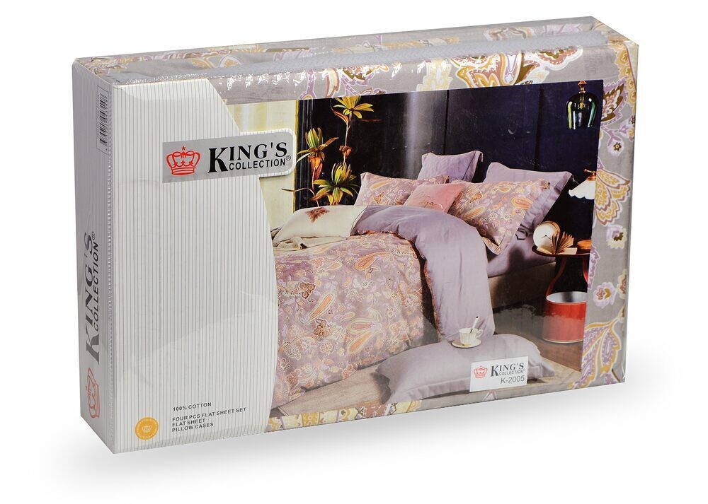 Kings Collection 100% Cotton Bed Sheet Set (Queen Size, Multiple Prints)