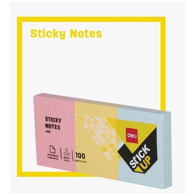 Deli A011 stick-up notes 2"x1.5" bright pastel colours 300sheets