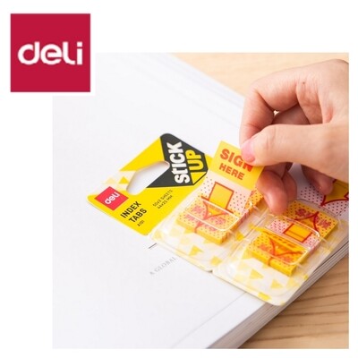 Deli sign here index tabs 44x25mm 50x2 sheets neon yellow page markers A101