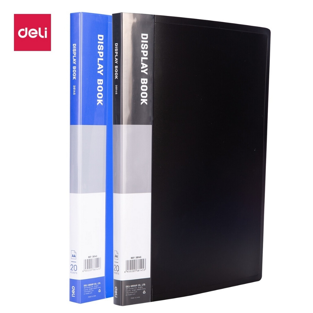 DELI E38147 Display Book 40 Pockets, A4 Size - Choose Black or Blue