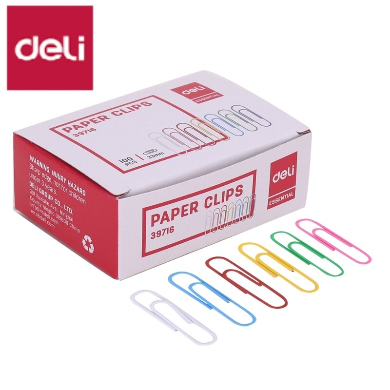 DELI E39716 JumboClips: Colorful &amp; Secure (33mm - 100 Pack)
