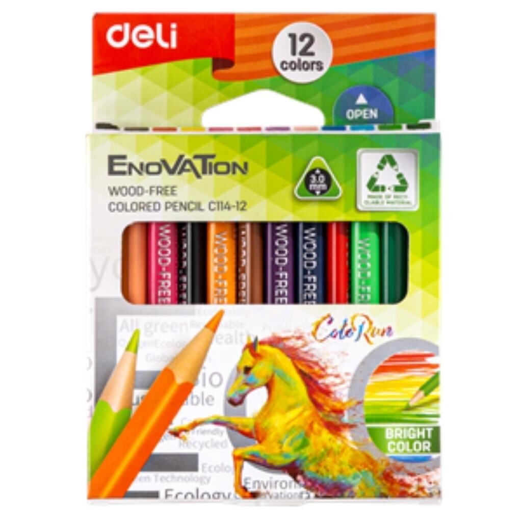 DELI C114-12 Enovation half size colour pencils 12 colours
