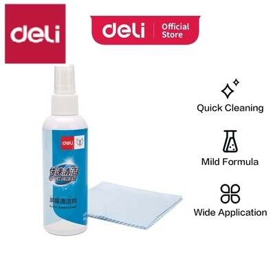 DELI 31201computer screen cleaner 100ML with dry wipe cloth
