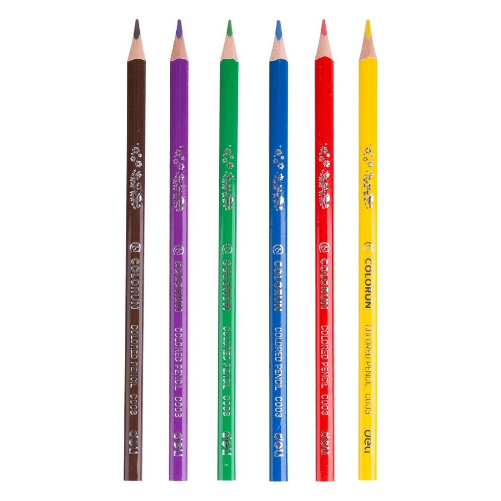 DELI C003 colour pencils 6 colours wood free colorun