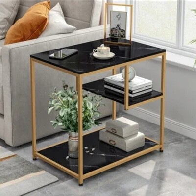 Nordic strong rectangular table with brass metal legs 60x68x40cm. Multipurpose coffee table, Living Room, Bedroom, Bathroom, Bedside Table