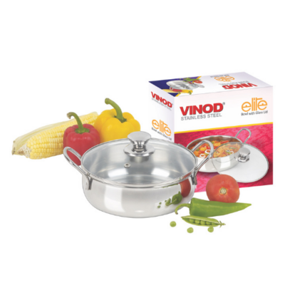 Vinod stainless steel bowl with glass lid Kraft bowl