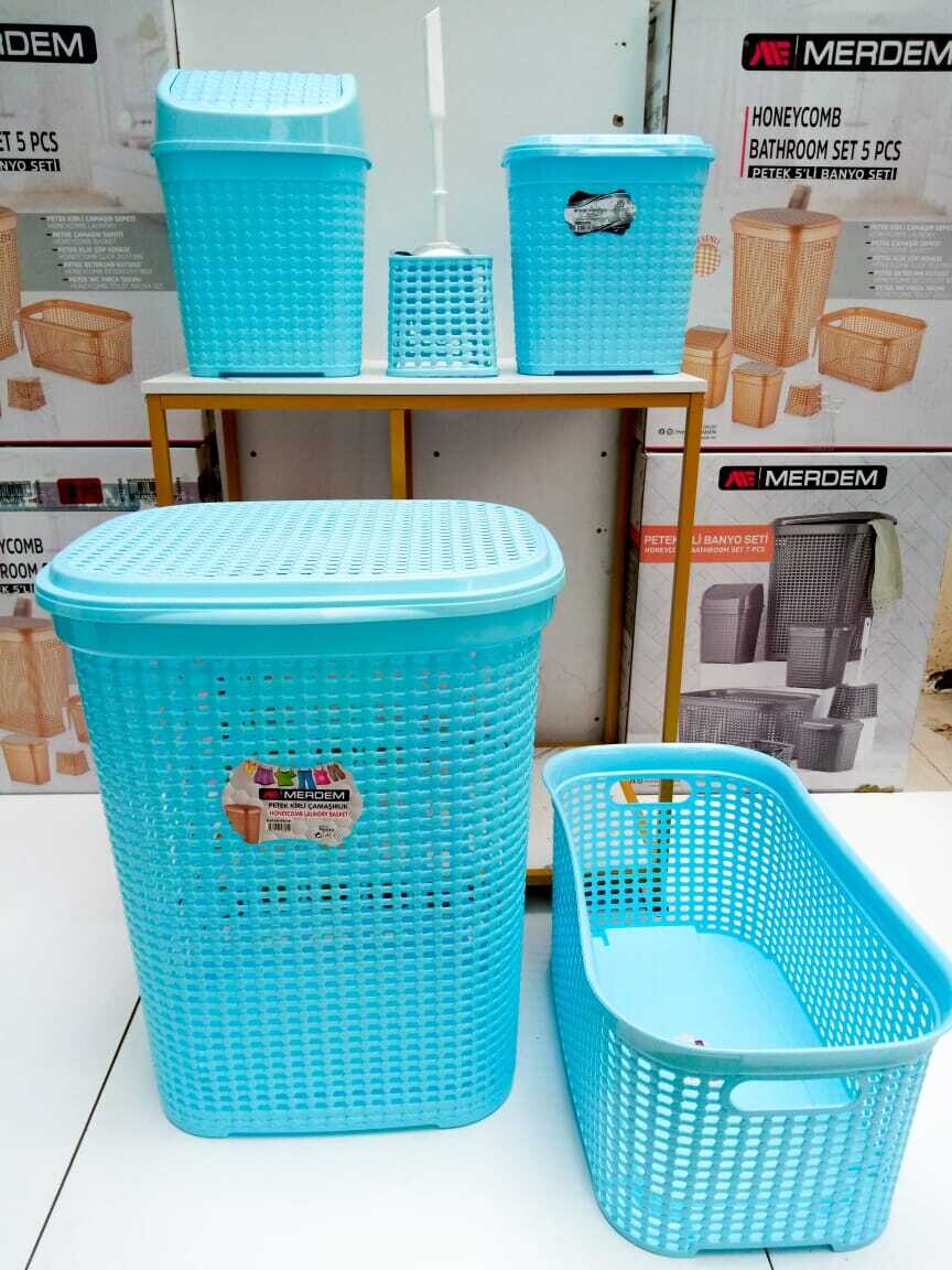 Honeycomb Bathroom Set Laundry basket 5pcs