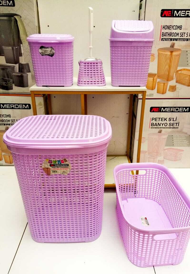 Honeycomb Bathroom Set Laundry basket 5pcs