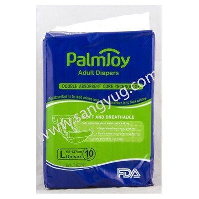 PalmJoy adult tie on diapers Large Waist 96-147cm 10pcs bag XSCK01-10L