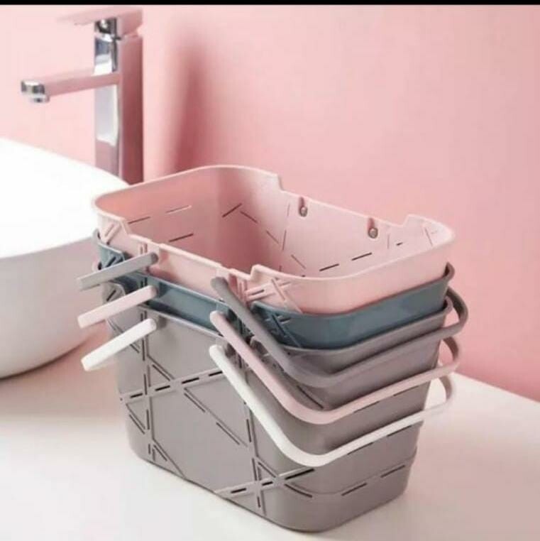 Storage basket with 2 handles Available in pink green and Grey. Jkc-5617