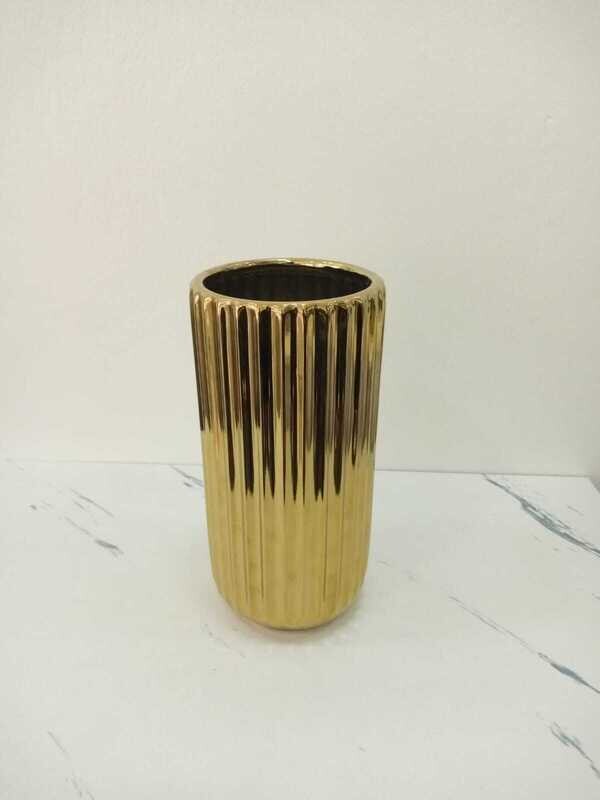 Flower vase ceramic Gold 11x24cm