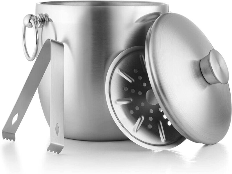 Vinod double wall stainless steel ice bucket with tongs DWIB-WTNG