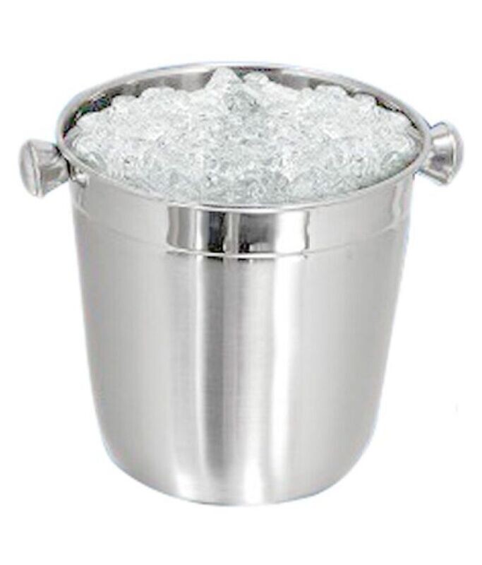 Vinod stainless steel ice bucket with with knob handle dia 14cm