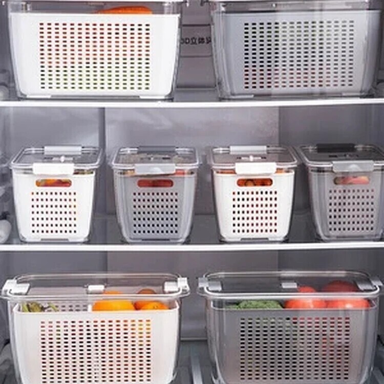 Fridge storage organizer 2in1 with wash colander LARGE