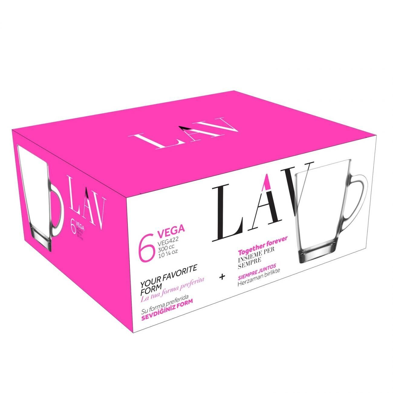 LAV Glass tea Mug 6PCS Veg 422 300ml
