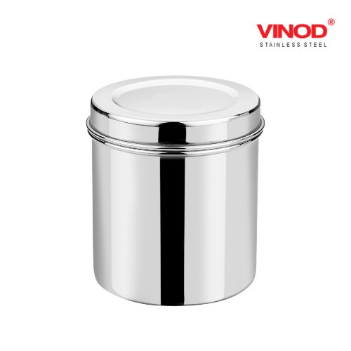Vinod stainless steel tea pot dabba 9cm dia airtight coffee beans container