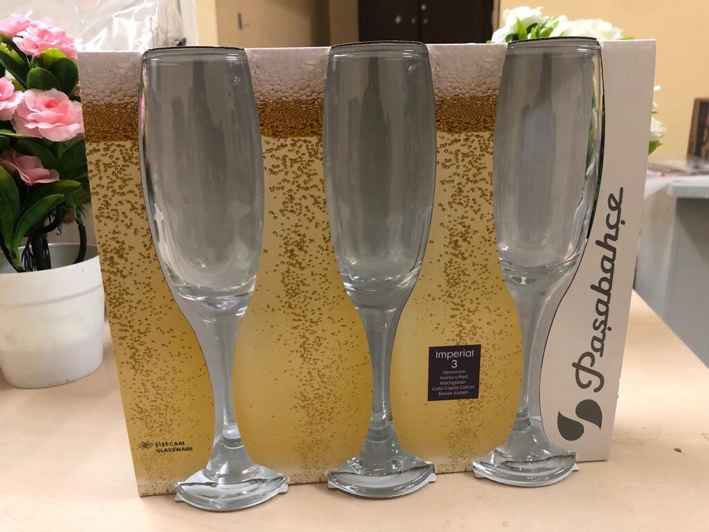 pasabahce imperial champaign Flute glass 3pcs set  #44704