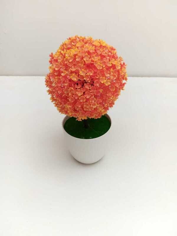 Artificial Snow Ball flower round base design base CFI 600