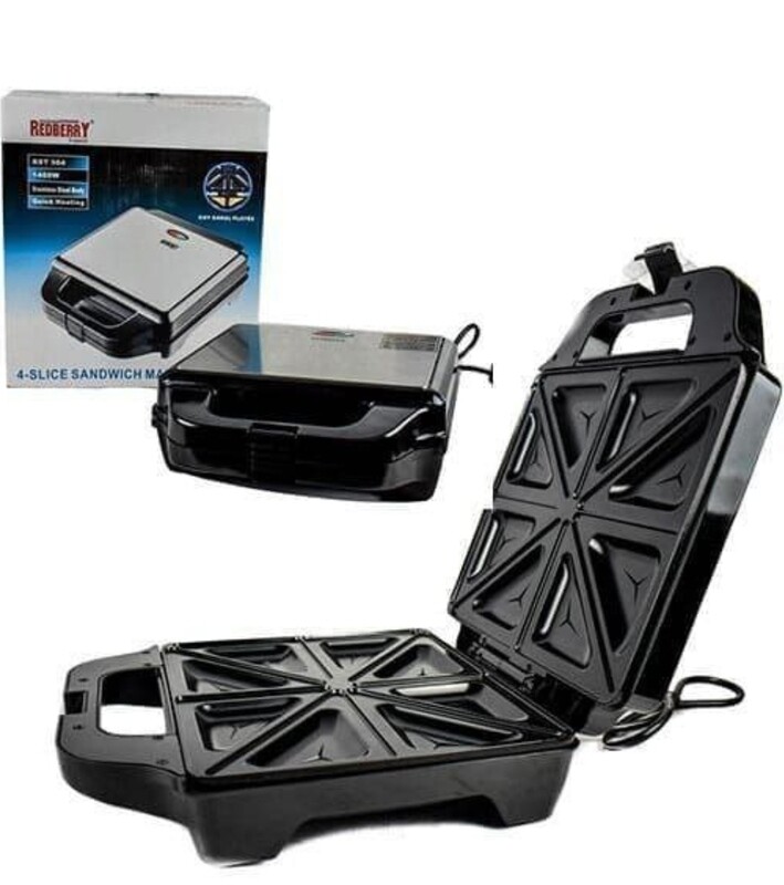 Redberry 4 slice sandwich maker Automatic Thermostat with Light Indicators RST304