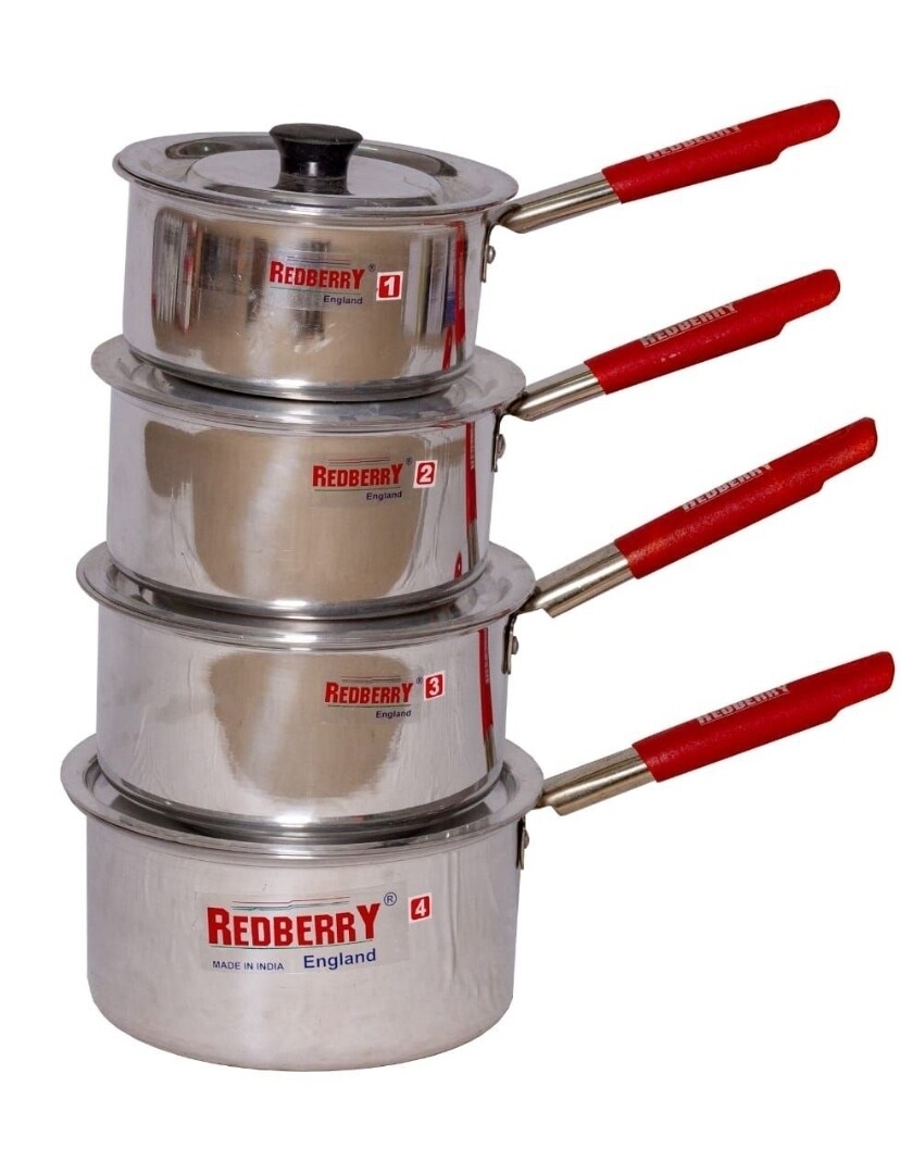 Redberry Heavy Aluminium Stew Pans 4pcs Set - Size 1 litres - 4 Litres