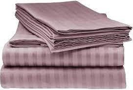 TC Hotel Stripe 4pc duvet cover, flat sheet, 2pillow case 6x6 King Size purple
