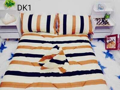 KD Printed cotton Duvet quilt cover king size (260X220cm) set with 1 bedsheet 2 pillow cases
