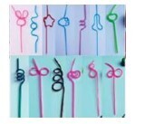 Curly straws assorted colours 100 pcs S002