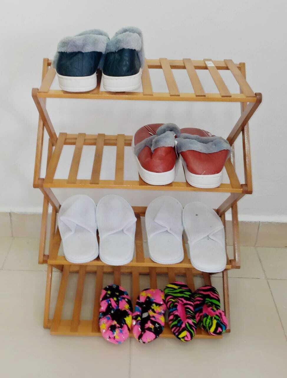 Planetsky mini bamboo 4 layer folding shoe rack/plant organiser