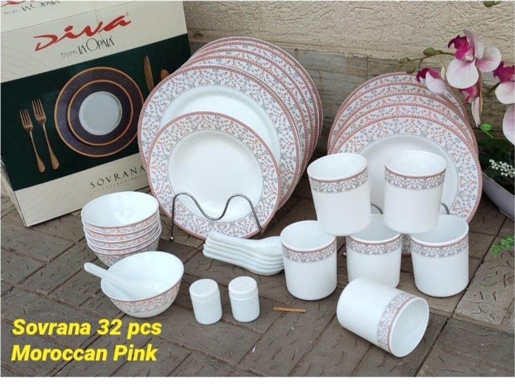 Sovrana Opalware 32pcs dinner set : Moroccan pink