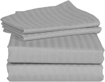 TC 4pc Hotel stripe Bed sheet set 2 flat sheets, 2 pillow cases 6x6, 220cmx240cm