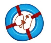 Rescue ring with coloured rope 22&quot; diameter, red/white/blue colour KM-F07001