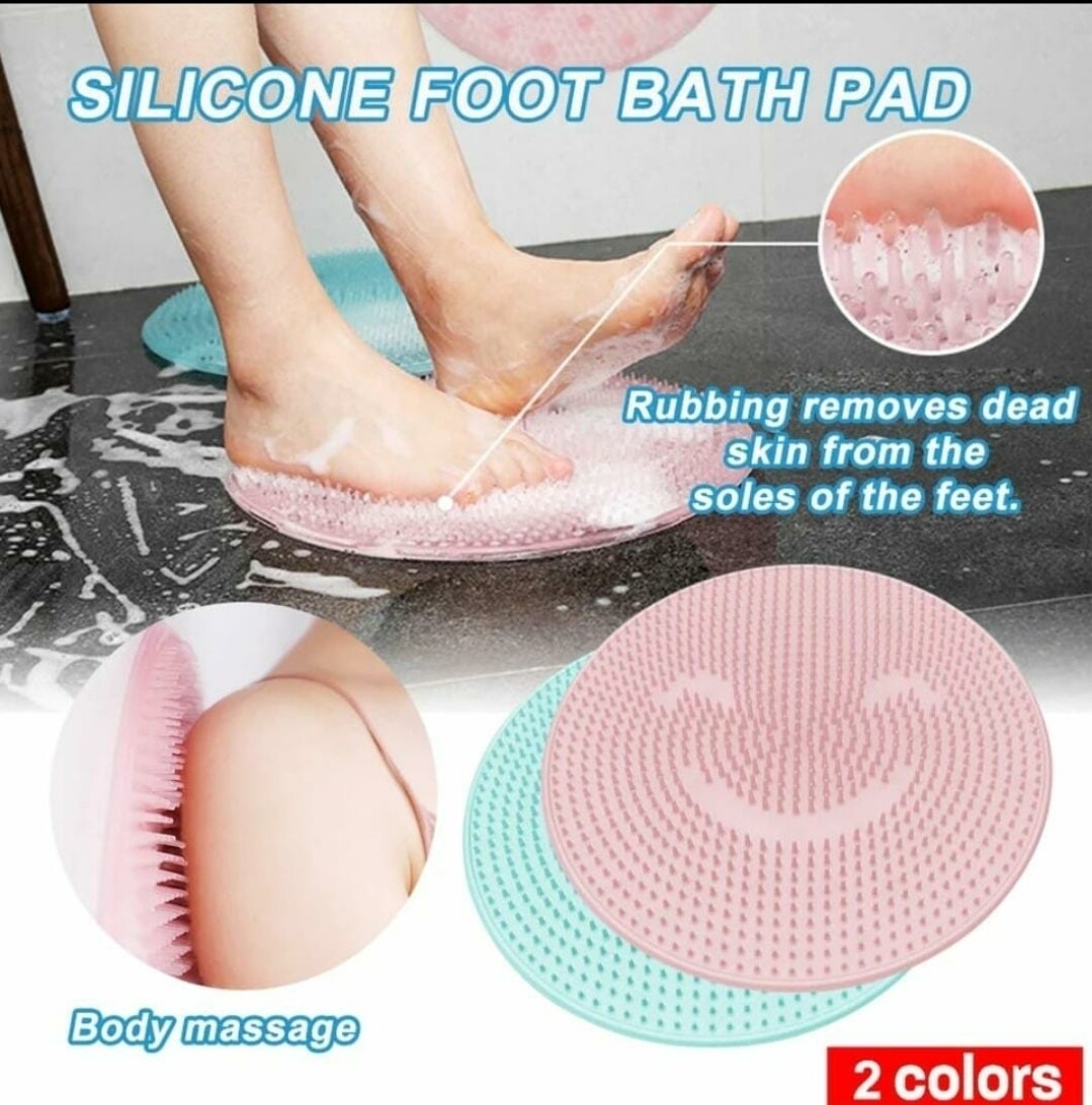 Bathroom Silicone suction lazy foot washing brush massage exfoliating  bath mat. Colours: blue and pink