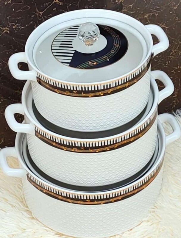 Flowered Ceramic serving pots 3pcs set packed in gift box. 1.5L 2L 3L