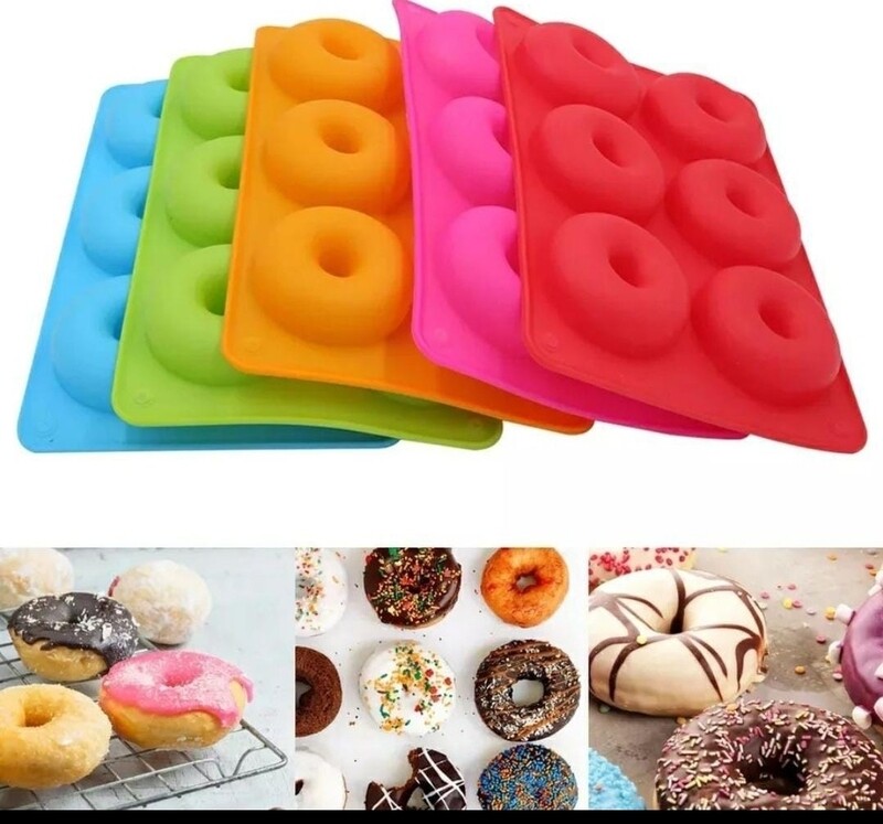 Silicone doughnuts mold. 5 colours available: Blue, green, orange, pink &amp; red