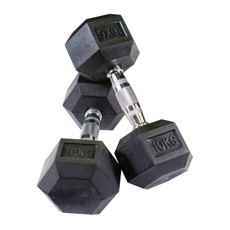 Hexagon Electroplated Dumbbell - 10KG (Product Code: QJ-DB001-10KG) 2PCS Set