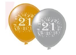 Round Balloon Metallic Gold & Silver Colours 12" With Silkscreen Printing"21" NO 21X50