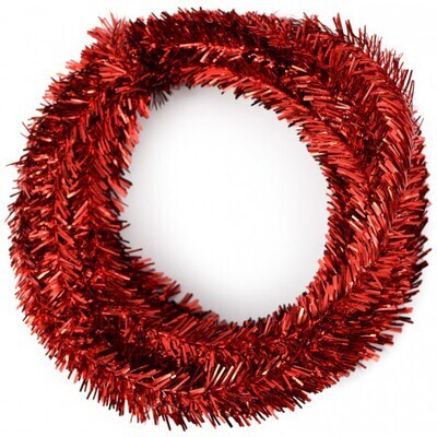 Christmas Shiny Tinsel Wreath 14" #PVC7/SC028-RD